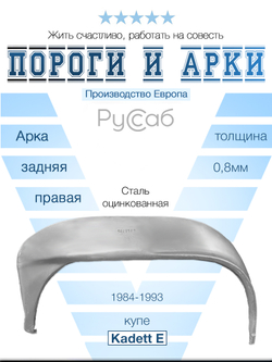 Арка правая внутренняя Opel Kadett E купе 1984-1993 (Polcar)