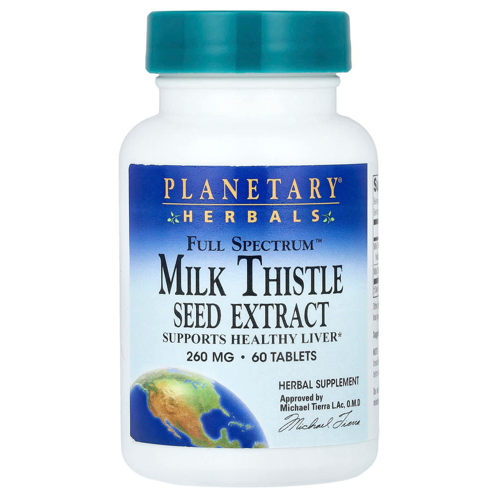 Planetary Herbals, Full Spectrum ™, экстракт семян расторопши, 60 таблеток