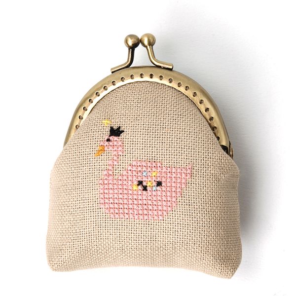 Набор для вышивания нитками XIU Crafts, кошелек Розовый лебедь, 9х8 см
