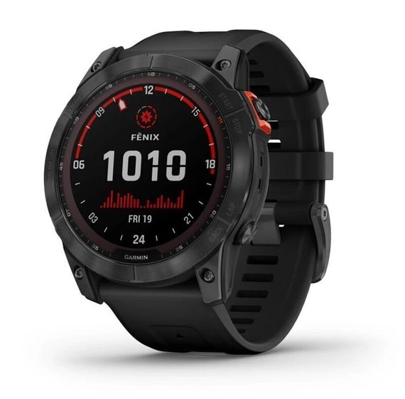Умные часы Garmin Fenix 7x Solar черный с черным силиконовым ремешком