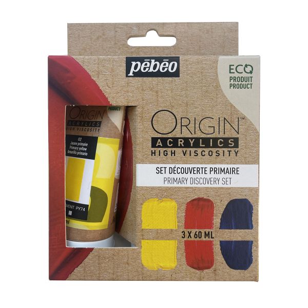 Краска акриловая Primary Discovery Set матовая 3 цв. по 60 мл, Pebeo, 817410