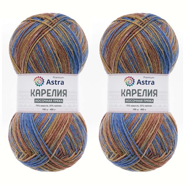 Пряжа Astra Premium (Астра Премиум) Карелия носочная (Karelia sock) / уп.2 мот. по 100 г, 400 м, 1005