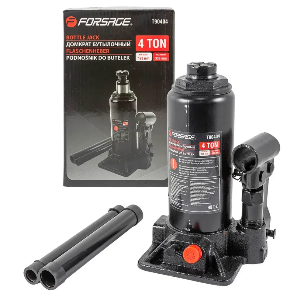 Домкрат бутылочный 4т с клапаном (h min-178мм, h max-338мм) Forsage F-T90404(DS)