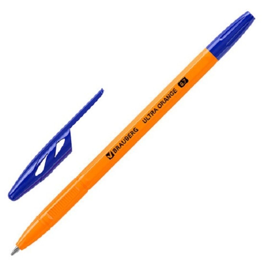 Ручка шариковая Brauberg Ultra Orange синяя, 0.7мм, жёлтый корпус