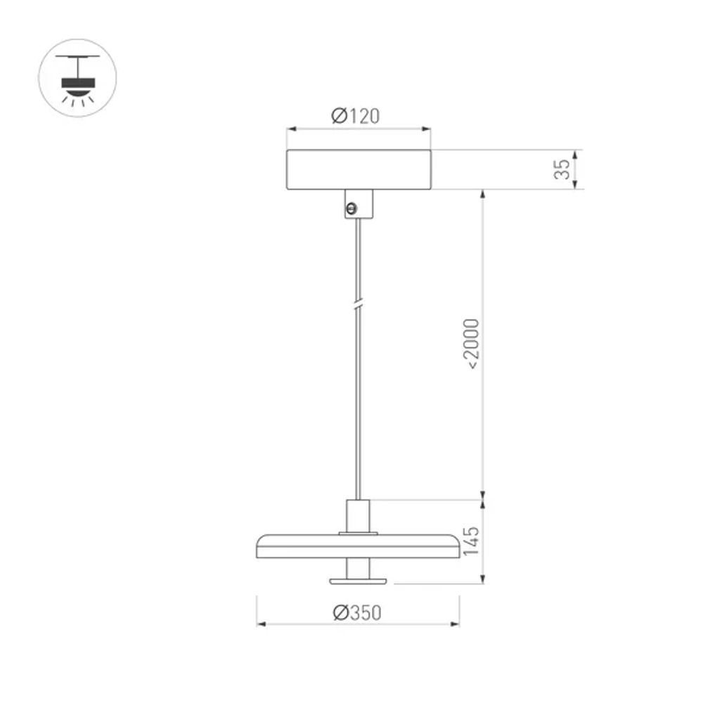 Светильник SP-KOTARO-R350-12W Warm3000 (BK-CF, 36 deg, 230V, TRIAC) (Arlight, IP20) 057232