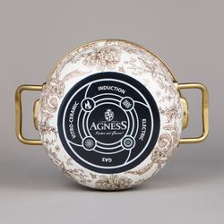 НАБОР КАСТРЮЛЬ AGNESS ЭМАЛИРОВАННЫХ СЕРИЯ "ROYAL GARDEN", 4ПР. 2,1Л И 3,8Л
