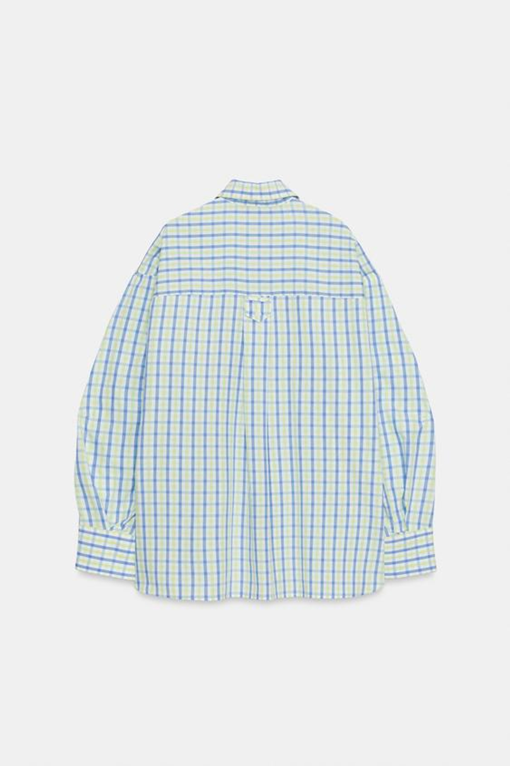 ZARA РУБАШКА ОВЕРСАЙЗ ИЗ ПОПЛИНА В КЛЕТКУ, БЕЛЫЙ/ЗЕЛЕНЫЙ