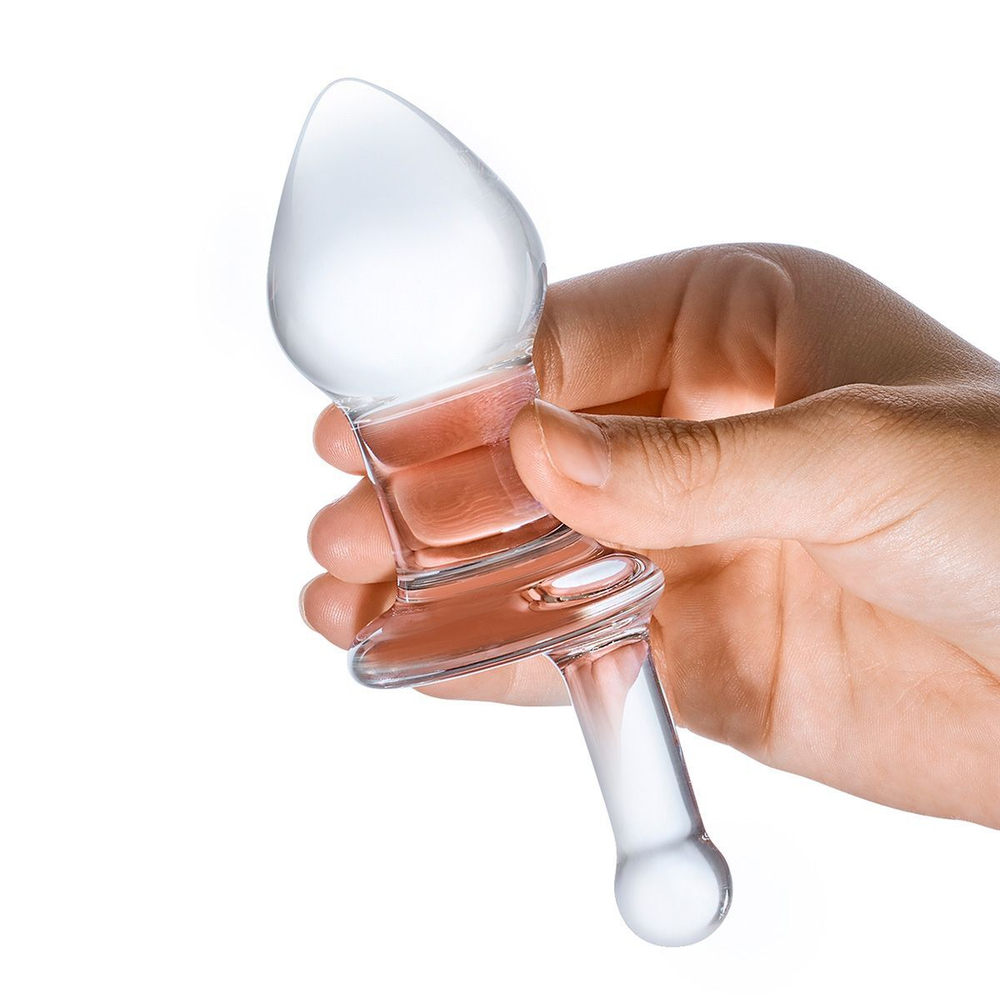 Прозрачный стеклянный анальный плаг с ручкой Glass Juicer - 12,7 см. (Цвет: прозрачный)