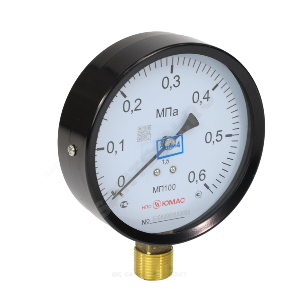 Манометр МП100 радиальный Дк100мм 0-1,0 МПа кл.1,5 G1/2" НПО ЮМАС