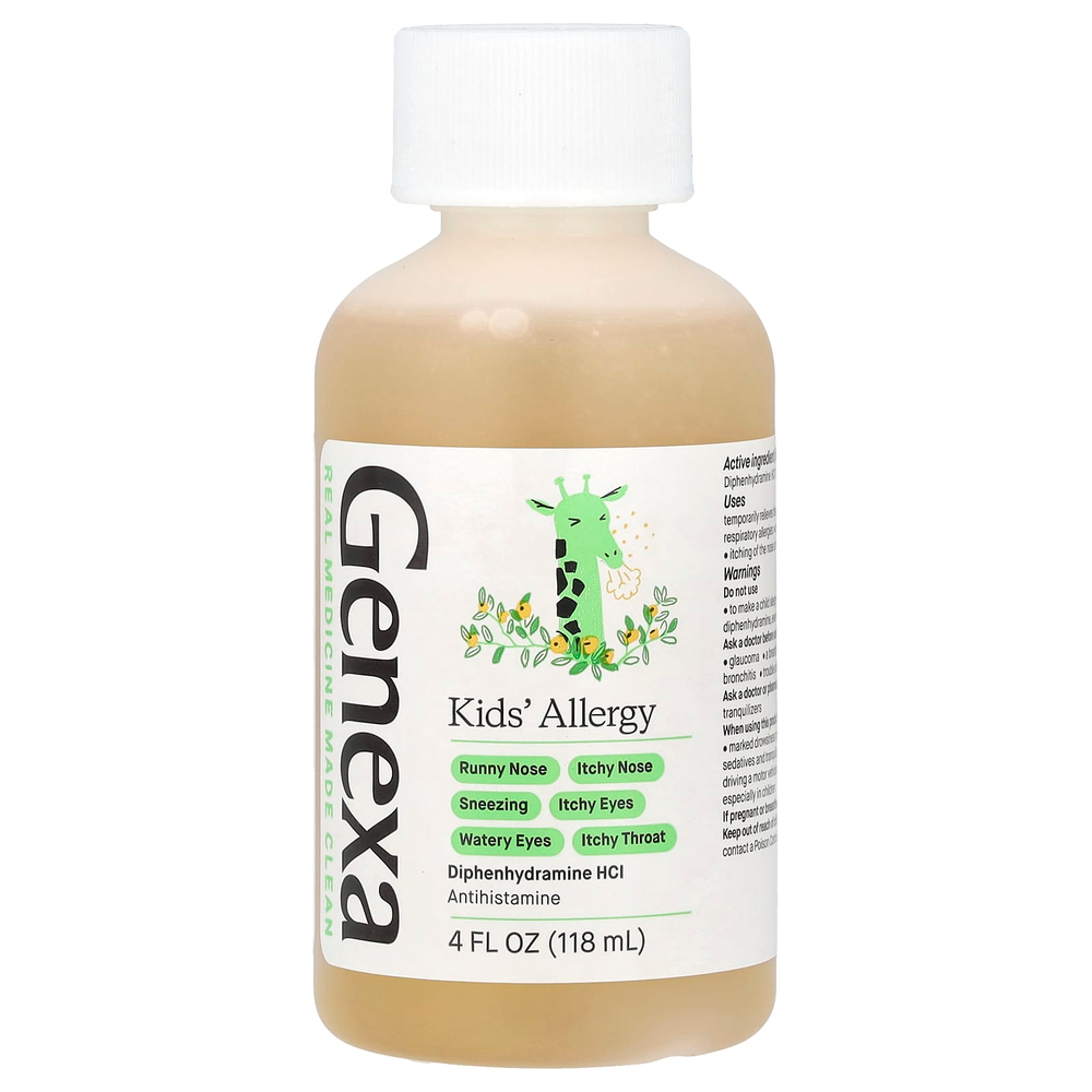 Genexa, Kids' Allergy, средство от аллергии, для детей от 6 лет, органическая агава, 118 мл (4 жидк. унции)