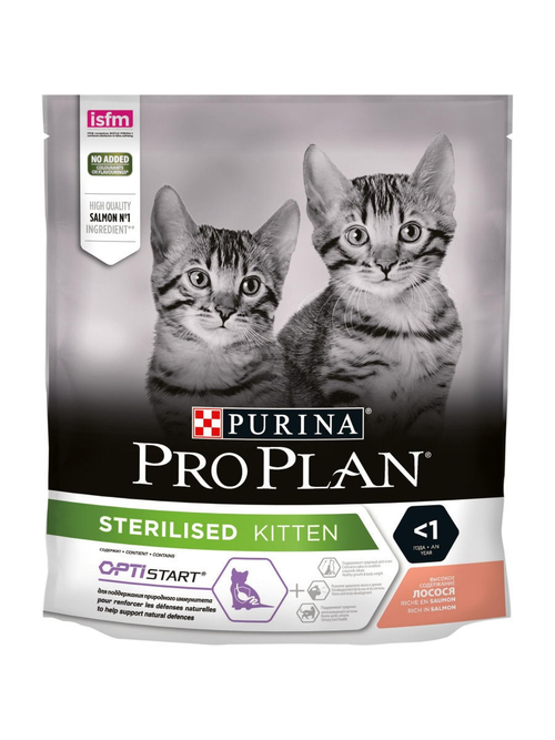 Сухой корм Pro Plan Sterilised для стерилизованных кошек, лосось, 400 г