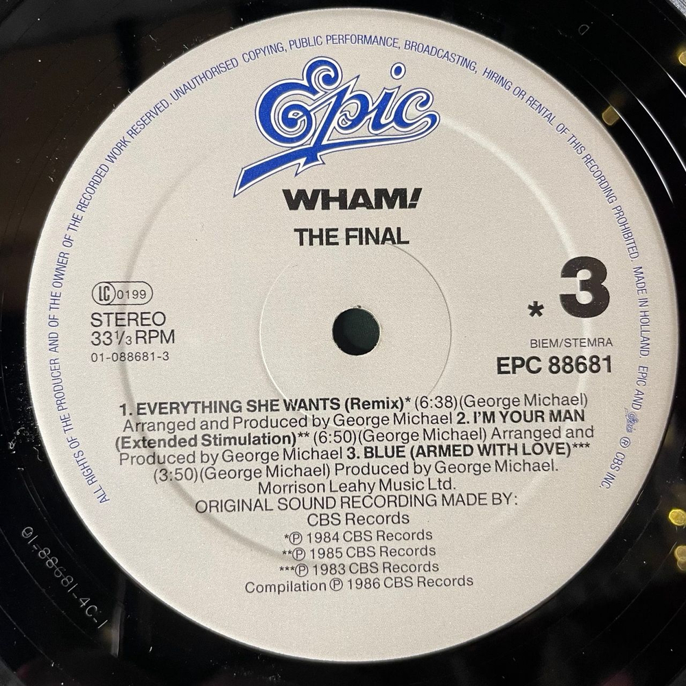 Винтажная виниловая пластинка LP George Michael Wham, The Final (Нидерланды 1986)