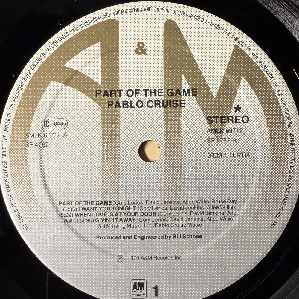 Pablo Cruise ‎– Part Of The Game (Европа 1979г.)