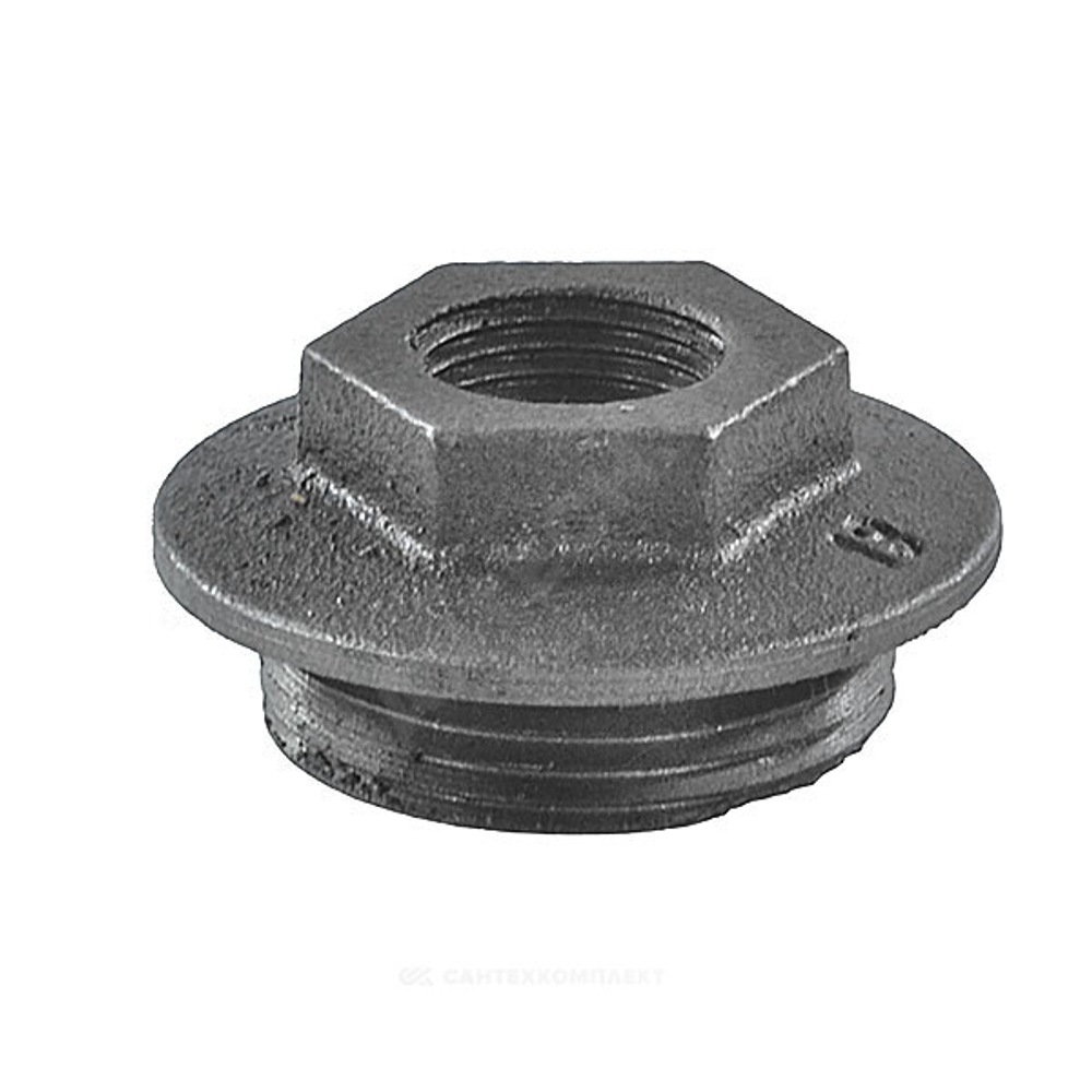 Заглушка (пробка) проходная 1 1/4"x1/2" правая резьба для чугунных радиаторов CRMTCLB