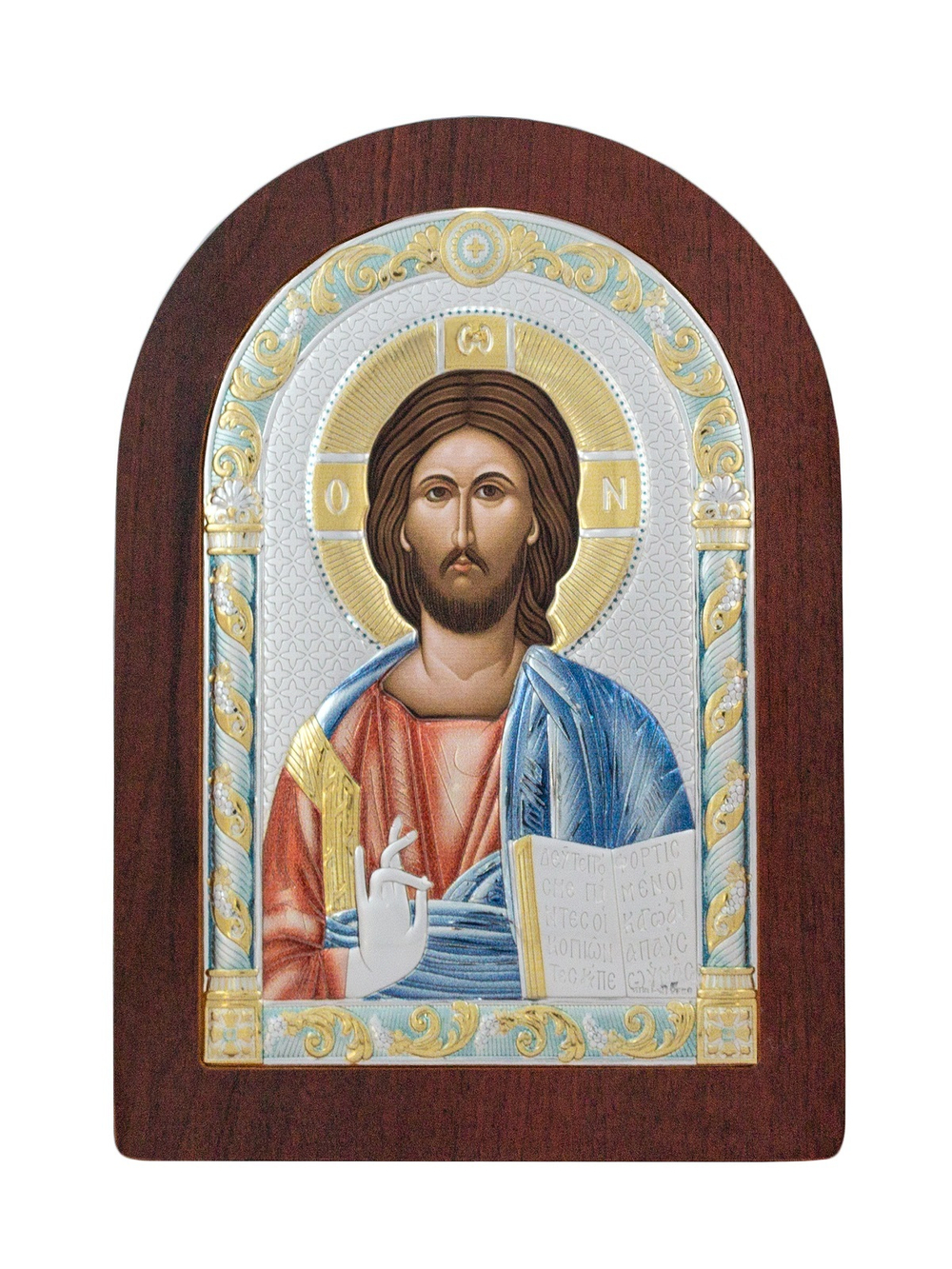 Спаситель, икона арочная, красное дерево, эмаль 120х160