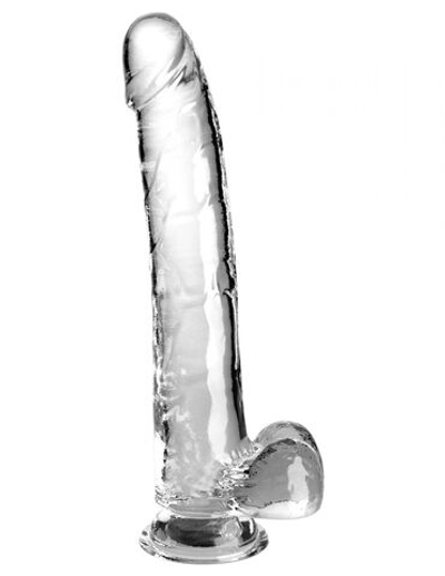 Прозрачный фаллоимитатор с мошонкой на присоске 11’’ Cock with Balls - 30,5 см. (Цвет: прозрачный)