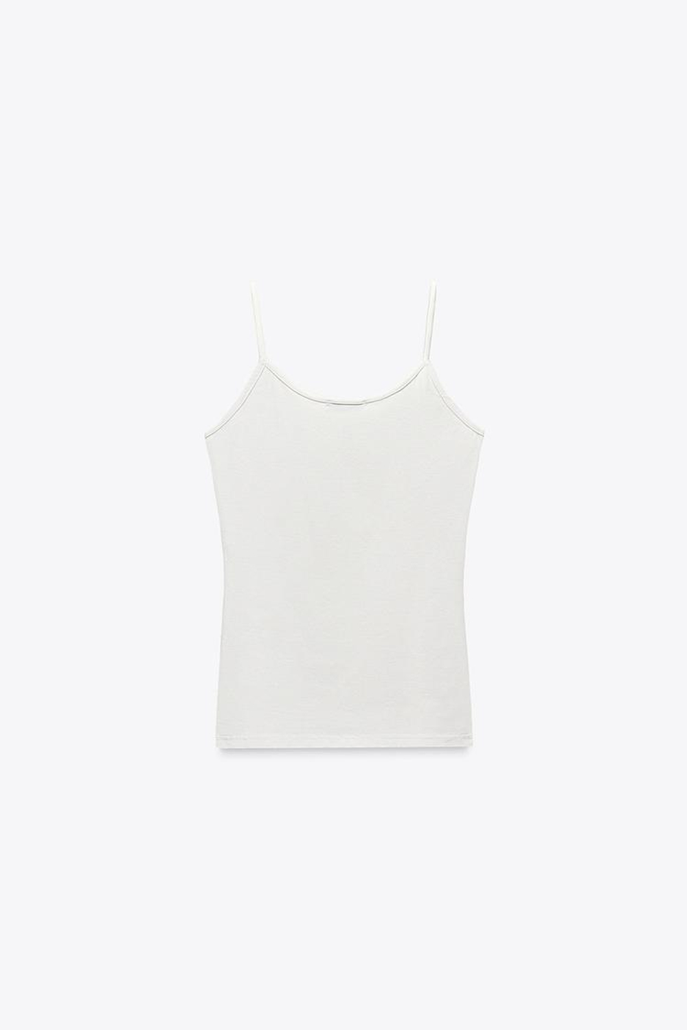 ZARA ТОП ИЗ ПОЛИАМИДА НА ТОНКИХ БРЕТЕЛЯХ, ЭКРЮ