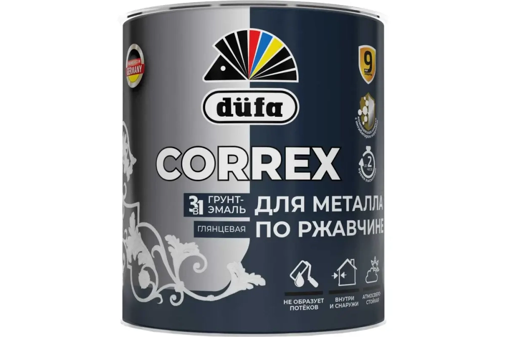 Грунт-эмаль Dufa CORREX 3 в 1 для металла по ржавчине RAL-7024 графитовый серый