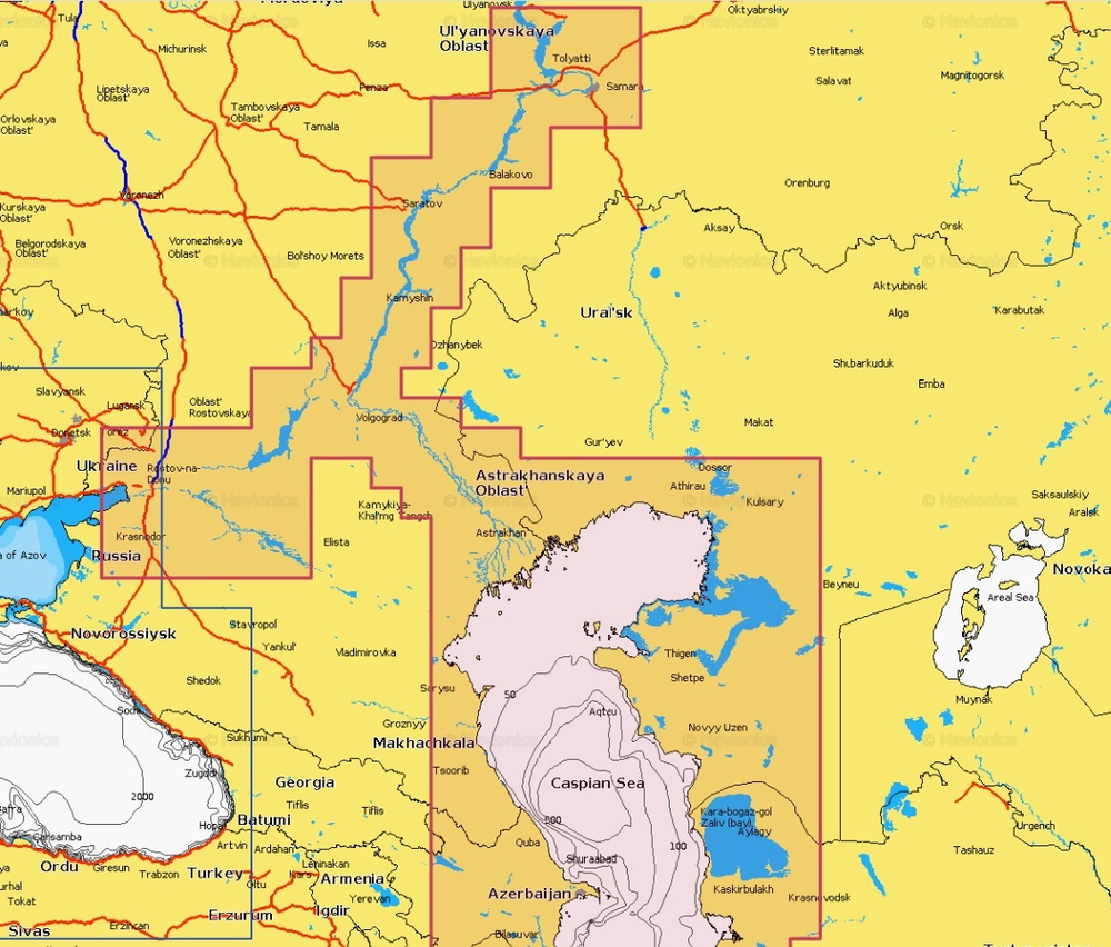 Карта: Каспийское море и Нижняя Волга, Navionics+ Small 5G036S