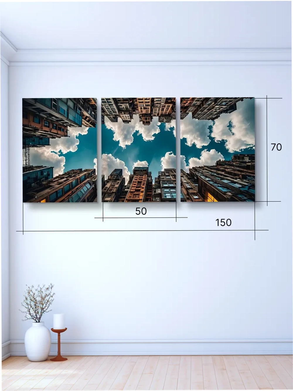 Картина Узкая улица мегаполиса модульная 50x70см 3шт.