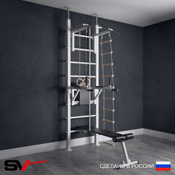 Шведская стенка Sv Sport враспор (Турник стандарт/Брусья/Скамья/Канат/Кольца/Лестница)