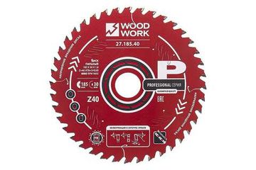 Диск пильный по дереву 185x30x1.8/1.1 мм, A=15° ATB + 8° SHEAR Z=40 WOODWORK 27.185.40