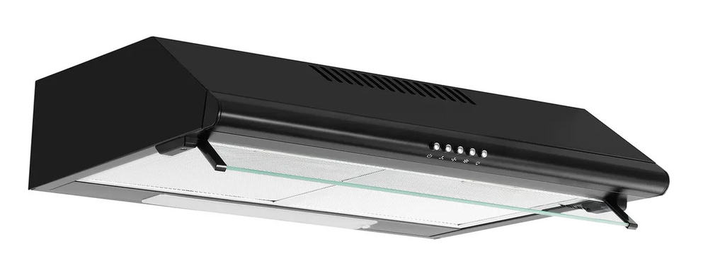 Вытяжка MACBI MP 60 MB black 60 см черное плоск стекло кнопка 450м3 обр клапан заглуш