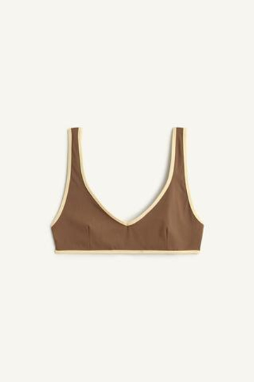 ZARA ТОП-БИКИНИ С V-ОБРАЗНЫМ ВЫРЕЗОМ, ХАКИ