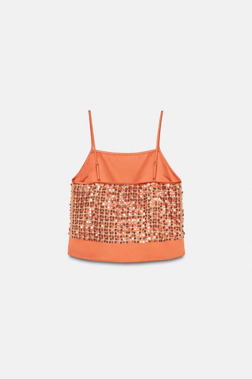 ZARA КРОП-ТОП С ПАЙЕТКАМИ, ОРАНЖЕВЫЙ