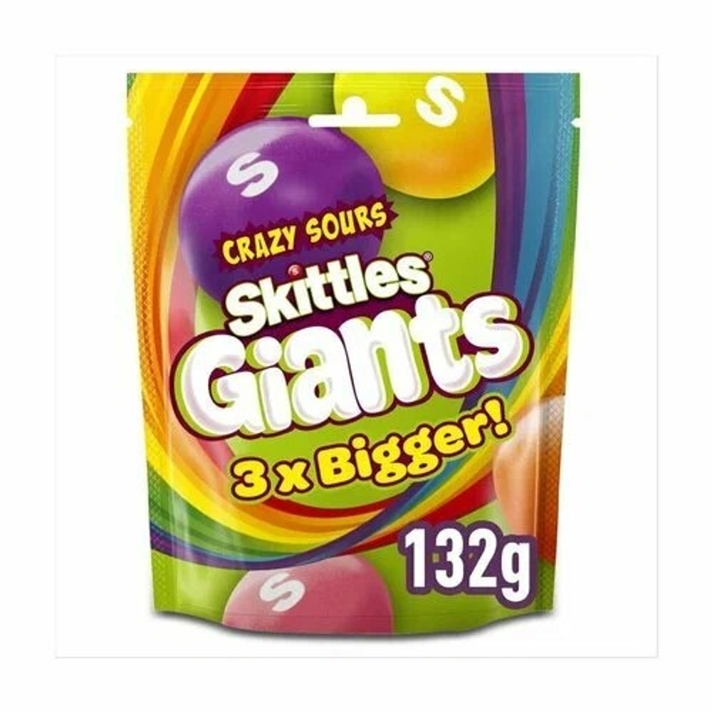 Скитлс Драже GIANTS Crazy Sour (Гигант Кислые Фрукты)  132гр (15шт)