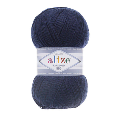 Пряжа Alize (Ализе) Lana Gold 800 / уп.5 мот. по 100 г, 800м, 058 темно-синий A