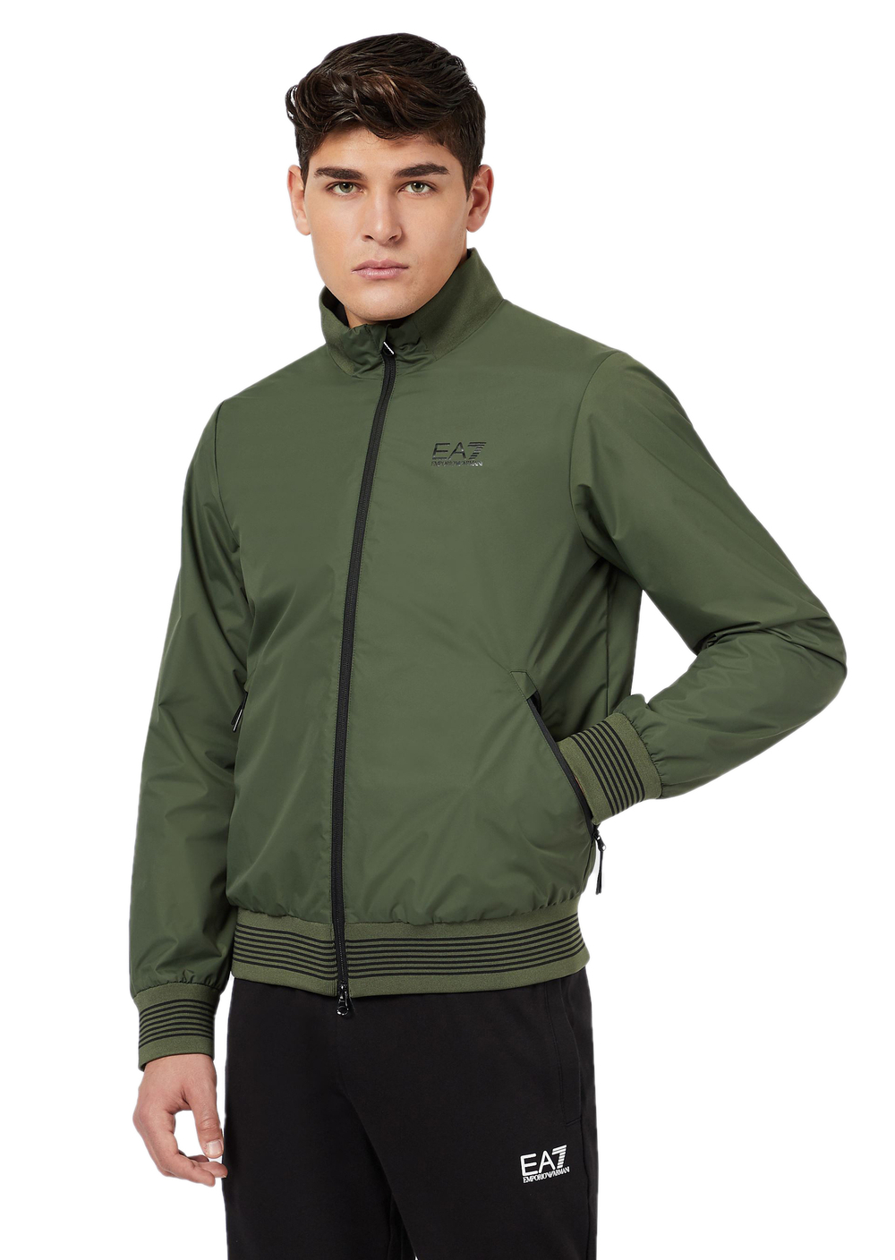 Мужская кофта теннисная EA7 Man Woven Bomber Jacket - climbing ivy