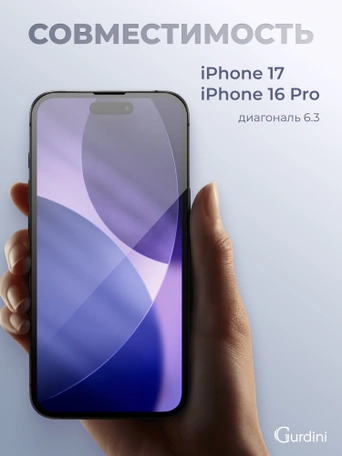 Стекло защитное Gurdini Basic Glass для iPhone 17/16 Pro 6.3" FG-25 черное