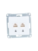 Механизм компьютерной розетки Systeme Electric 2-м Glossa RJ45+RJ45 кат.5е белый SchE GSL000185KK 463574