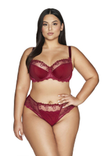 Рубиново-красный бюстгальтер Novato с вышивкой на +size чашках (Размер: 100G) (Цвет: красный)