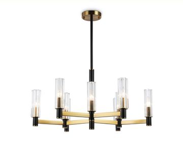 Люстра на штанге 9*E14 LH55513/9 BK/BS/CL чёрный/латунь/прозрачный High Light Modern Ambrella
