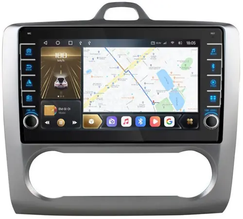 Магнитола для Ford Focus II 2004-2011 (климат) - Kuberg OL-9201-A (кнопки и крутилки), Android 12, Быстрая, CarPlay, 4G SIM-слот