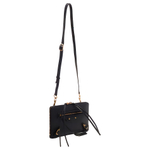 Balenciaga Cow Leather Makeup Bag Clutch Toiletry Bag Women"s Black