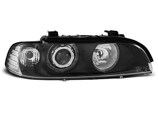 Передние фары Bmw 5 E39 angel eyes black