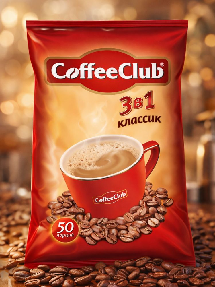 Растворимый кофе CoffeeClub 3 в 1 Классик 50 пак