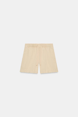 ZARA ШОРТЫ ИЗ 100% ХЛОПКА С ЭЛАСТИЧНЫМ ПОЯСОМ, ПЕСОЧНЫЙ