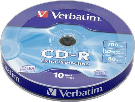 Оптический диск Verbatim CD-R 700MB 52X Extra Protection, Bulk, 10 шт