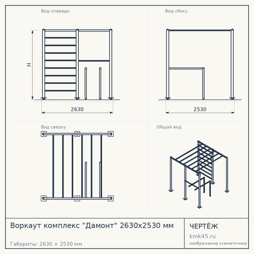 Воркаут комплекс "Дамонт" 2630x2530 мм — от 166 000 ₽