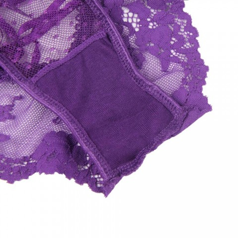 Трусики на высокой посадке Lace Strappy, лиловые, XL