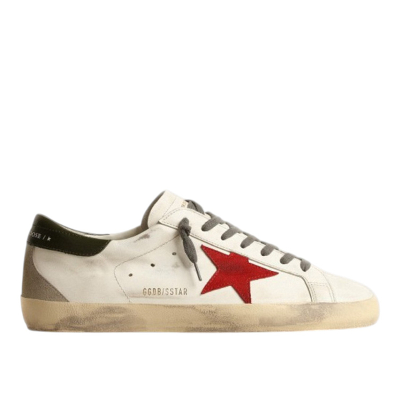 Кеды Golden Goose Superstar Red Suede Star and Green Leather Heel Tab