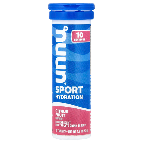 Nuun, Sport Hydration, шипучий электролитный напиток, цитрус, 10 таблеток