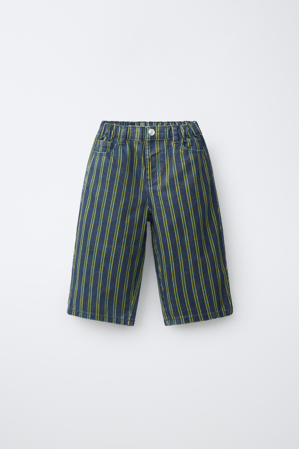 ZARA БРЮКИ BAGGY ИЗ ТВИЛА В ПОЛОСКУ, СИНИЙ