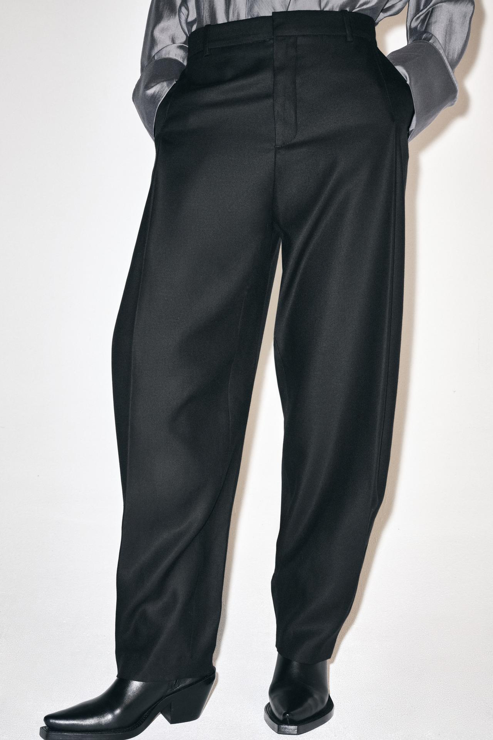 ZARA ШИРОКИЕ БРЮКИ ZW COLLECTION, ЧЕРНЫЙ