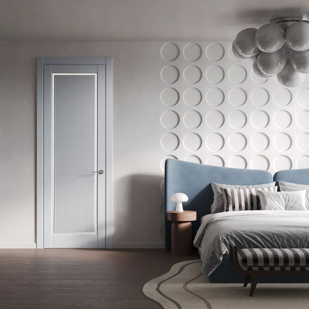 ДВЕРИ WestStyle  LVT 3 FL Платиновый Дым/ Белое Сатинат ДО