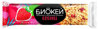 Батончик с клубникой и цельными злаками Биокей, 25г